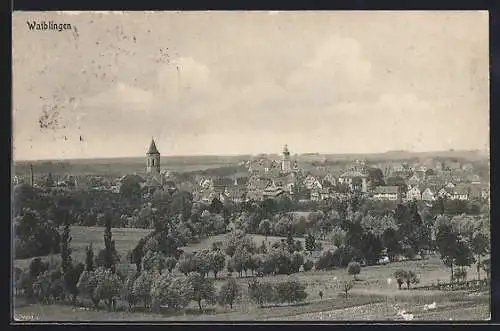 AK Waiblingen, Teilansicht mit Kirche