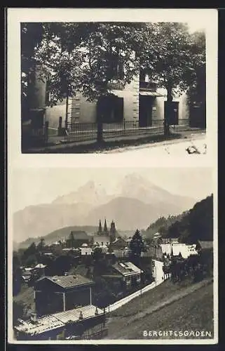 AK Berchtesgaden, Totale des Ortes, Haus im Ort