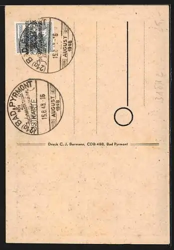 Künstler-AK Bad Pyrmont, Internationale Musikwochen 1948, Dirigenten-Hände mit Taktstock, Kreuz mit Krone