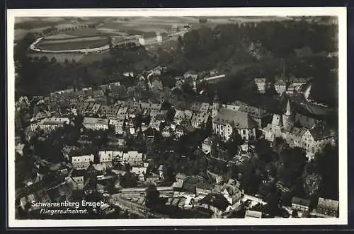 AK Schwarzenberg /Erzgebirge, Ortsansicht vom Flugzeug aus