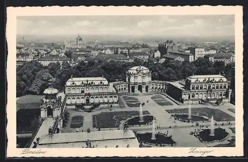 AK Dresden, Zwinger mit Stadtblick aus der Vogelschau