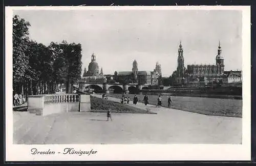 AK Dresden-Neustadt, Königsufer mit Brücke