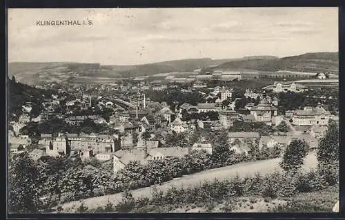 AK Klingenthal i. S., Ortsansicht aus der Vogelschau