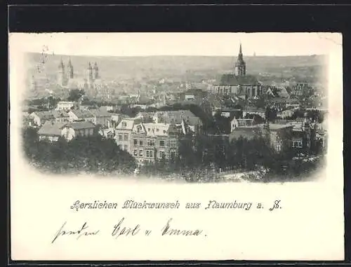 AK Naumburg a. S., Teilansicht mit Kirche, Glückwunsch