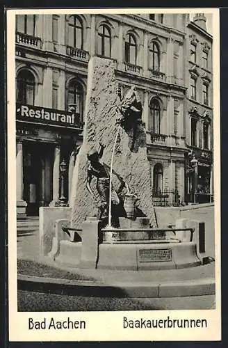 AK Aachen, Bakauvbrunnen mit Restaurant