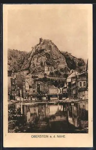 AK Oberstein a. d. Nahe, Ortspartie mit Ruine