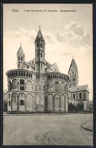 AK Köln-Sürth, Katholische Pfarrkirche St. Aposteln, Gesamtansicht