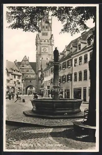 AK Freiburg i. Br., Oberlinden-Brunnen