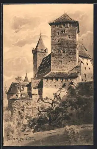 Künstler-AK Nürnberg, Fünfeckiger Turm