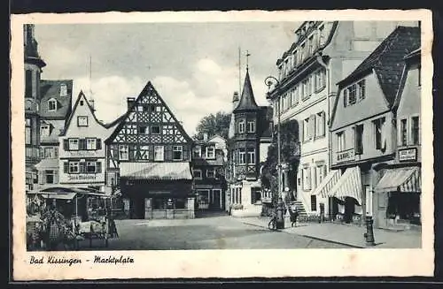AK Bad Kissingen, Marktplatz mit Marktstand