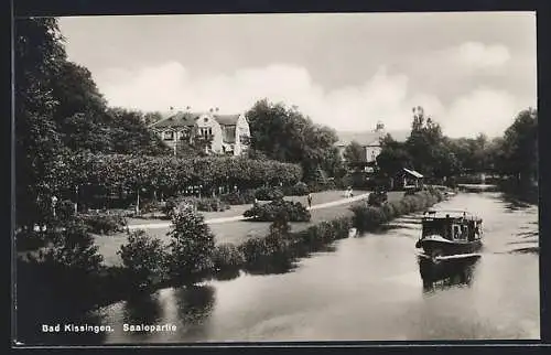 AK Bad Kissingen, Saalepartie mit Motorboot