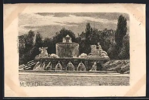 Künstler-AK München, Der Wittelsbachbrunnen