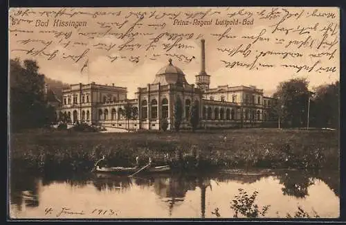 AK Bad Kissingen, Prinz-Regent Luitpold-Bad vom Wasser aus