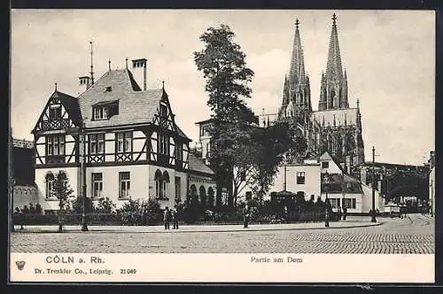 AK Köln, Partie am Dom, Strasse am Kaiser-Friedrich-Ufer