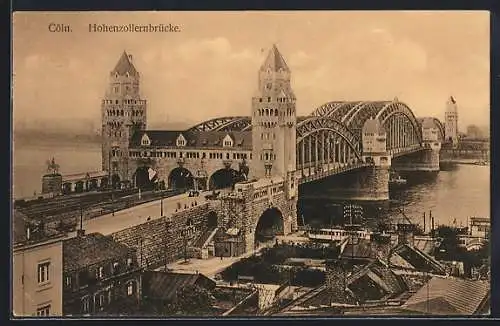 AK Cöln, Hohenzollernbrücke, von oben gesehen