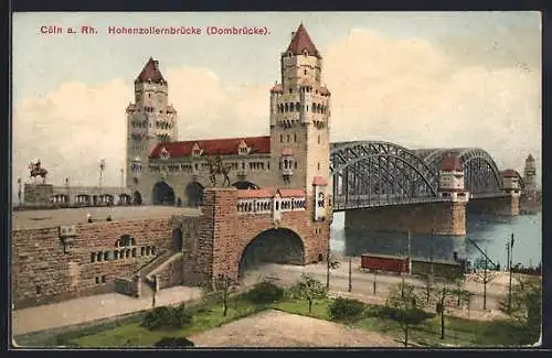 AK Cöln, Hohenzollernbrücke (Dombrücke)