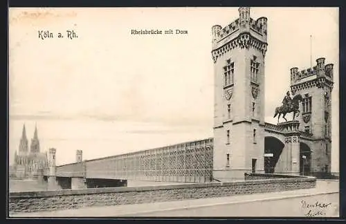 AK Köln a. Rh., Rheinbrücke mit Dom