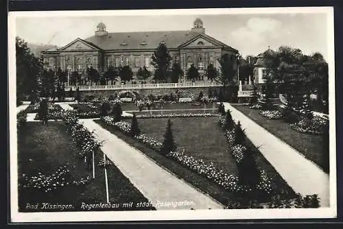 AK Bad Kissingen, Regentenbau mit städtischen Rosengarten