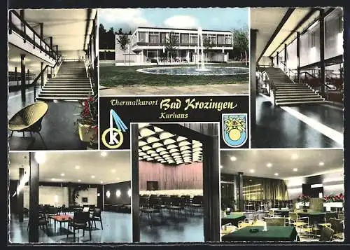 AK Bad Krozingen, Kurhaus, Innenansichten, Wappen