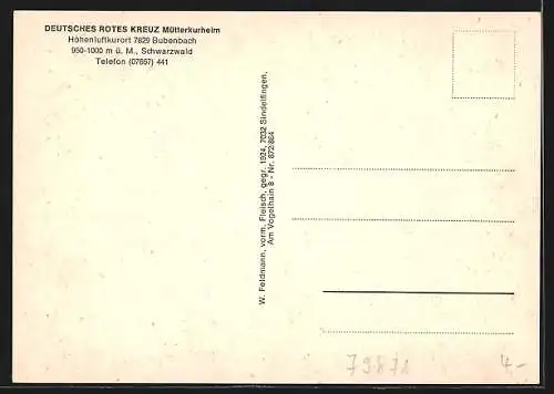 AK Eisenbach-Bubenbach /Schwarzwald, Deutsches Rotes Kreuz, Mütterkurheim