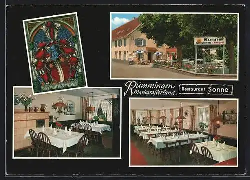 AK Rümmingen /Markgräflerland, Restaurant Sonne Fam. Schwald, Familienwappen