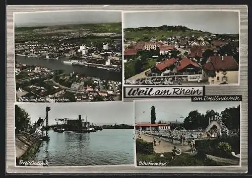 AK Weil am Rhein, Schwimmbad, Dreiländereck