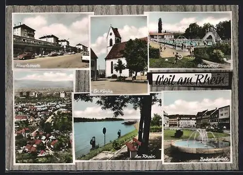 AK Weil am Rhein, Ev. Kirche, Hauptstrasse, Am Rhein