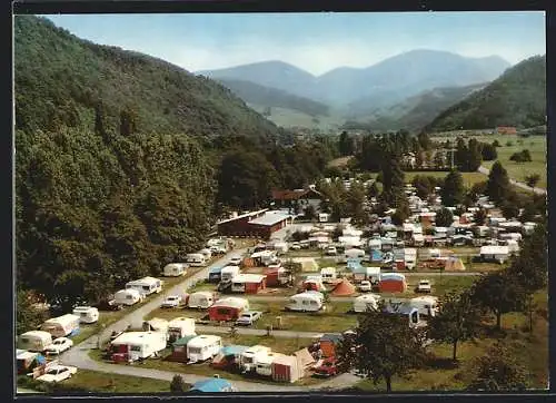 AK Staufen i. Breisgau, Campingplatz Belchenblick Fam. Wiesler aus der Vogelschau