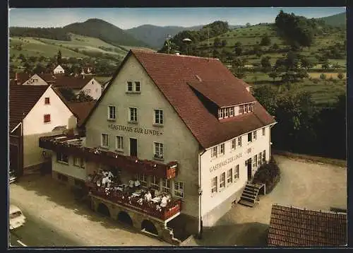 AK Glottertal-Ohrensbach /Freiburg, Gasthaus-Pension zur Linde H. Lickert aus der Vogelschau