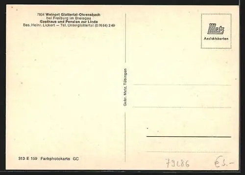 AK Glottertal-Ohrensbach /Freiburg, Gasthaus-Pension zur Linde H. Lickert aus der Vogelschau