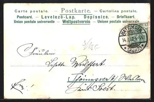 Lithographie Köln, Teilansicht mit Dom