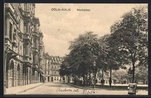 AK Köln-Kalk, Marktplatz mit Passanten