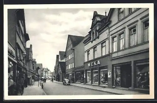 AK Gütersloh, Königsstrasse mit Geschäften