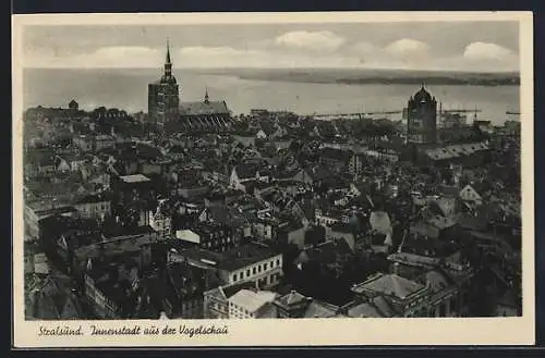 AK Stralsund, Innenstadt mit Kirche aus der Vogelschau