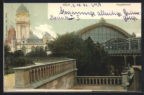 AK Köln, Teilansicht vom Hauptbahnhof