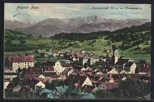 AK Immenstadt /Allgäuer Alpen, Teilansicht mit Kirche von Nordwesten