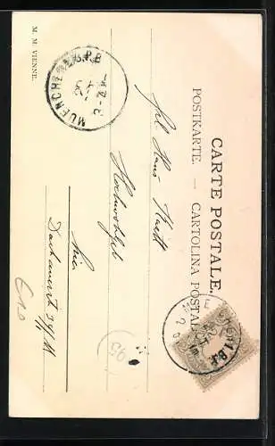 Künstler-AK M. Munk Nr. : Zwei junge Damen mit einem Lorgnon