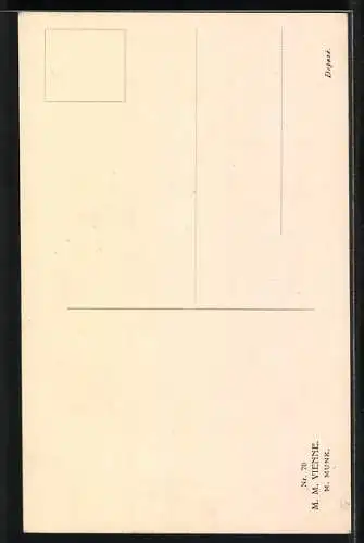 Künstler-AK M. Munk Nr. 70: Herr auf Leiter und Frau an Mauer, Weihnachtsgruss