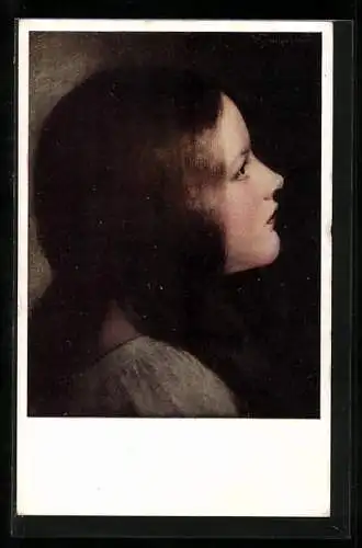 Künstler-AK M. Munk Nr. 707: Mädchenbildnis, Profilportrait