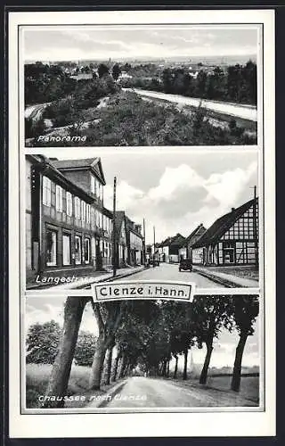 AK Clenze i. Hann., Panorama mit Langestrasse