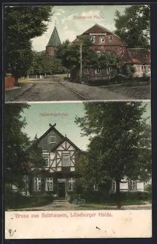 AK Salzhausen / Lüneburger Heide, Heide Apotheke und Hotel Deutsches Haus