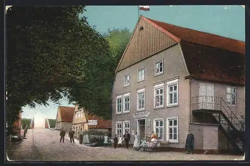 AK Kollmar i. Holst., Gasthof zur Post C. H. Jürgensen mit Strasse