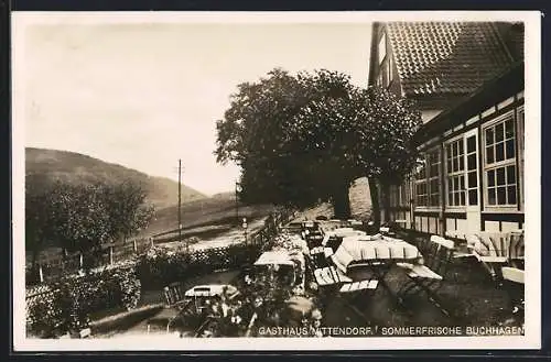 AK Buchhagen, Gasthaus Mittendorf, Terrasse