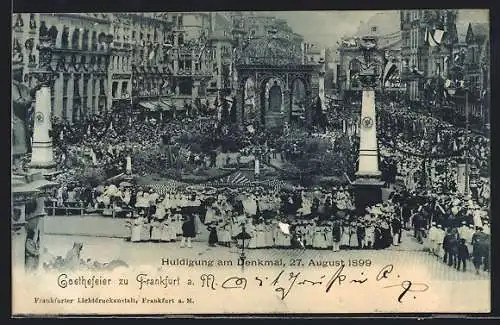 AK Frankfurt a. M., Huldigung am Denkmal 1899