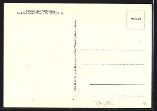 AK Wahmbeck / Weser, Pension Inge Küchemann, Ortsansicht mit Dampfer, Kaufhaus