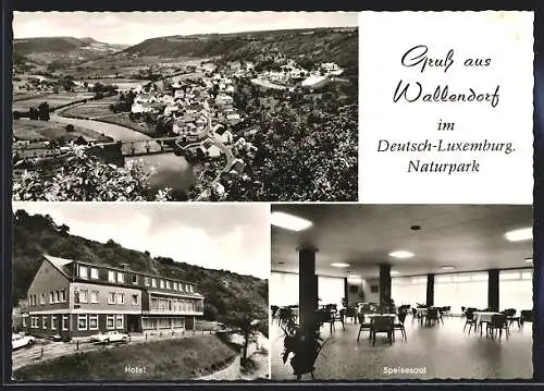 AK Wallendorf / Eifel, Hotel Wallstein, Inneres Speisesaal, Teilansicht