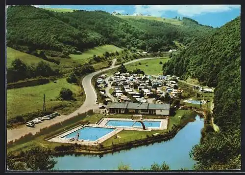 AK Neuerburg / Eifel, Freischwimmbad mit Campingplatz
