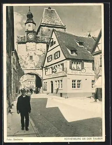 AK Rothenburg / Tauber, Markusturm und Hotel am Markusturm