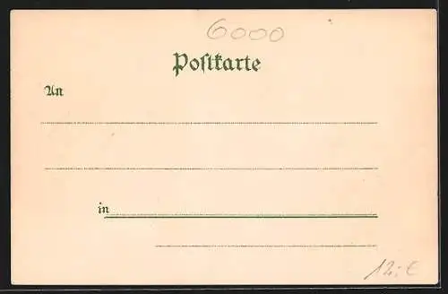 Lithographie Frankfurt, Partie am Reiterdenkmal v. Wilhelm I.