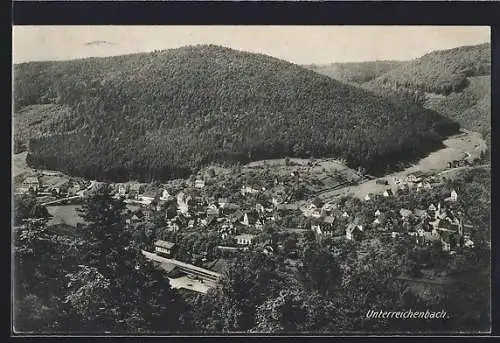 AK Unterreichenbach, Panorama mit Bahnhof